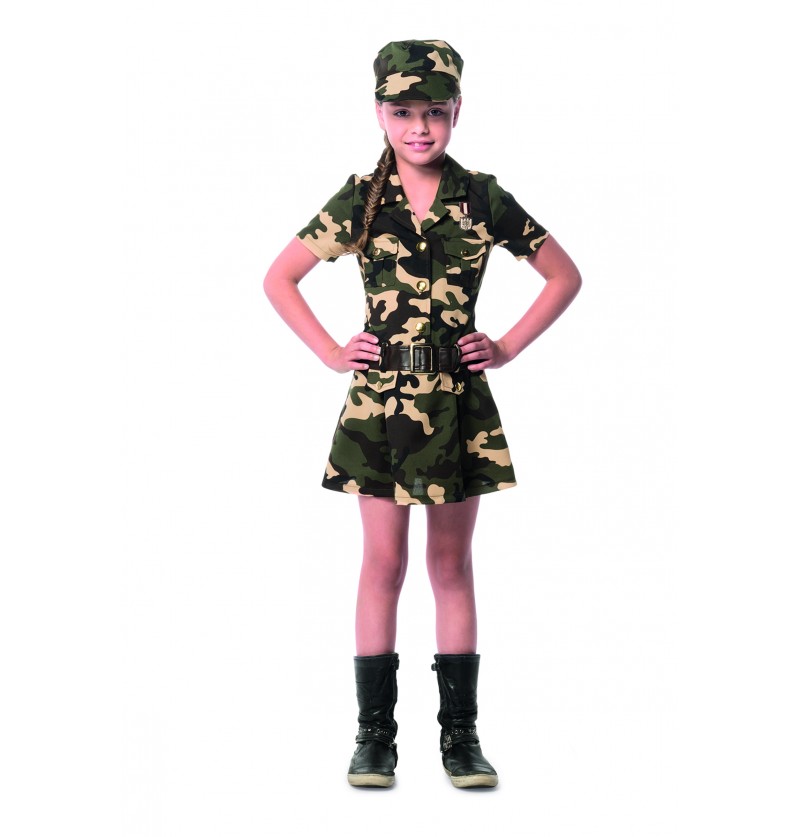 maquilaje y disfraz militar para niña