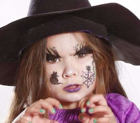 maquillaje de bruja para niña en halloween sencillo