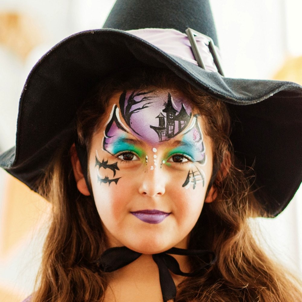 maquillaje de bruja para niña en halloween